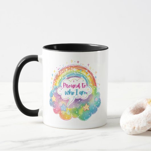 Trotse Regenboog Kunst Zelfliefde Pride Cadeau Mok (Met donut)