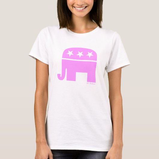 Trotse Republikeinse Vrouw Roze Olifant GOP T-shirt (Voorkant)
