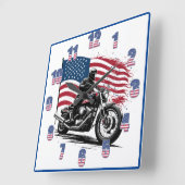 Trotse ruiter met Amerikaanse vlag in zonsondergan Vierkante Klok (Hoek)