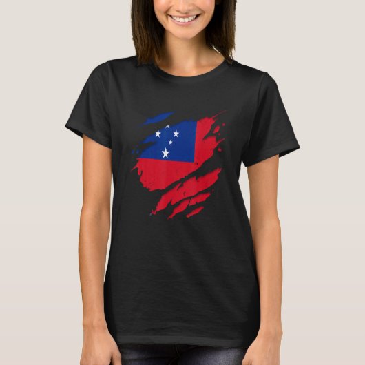 Trotse Samoaanse Shirten verscheurd Samoa-vlag T-shirt (Voorkant)