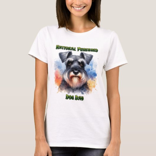 Trotse Schnauzer op raszuivere hondendag T-shirt (Voorkant)