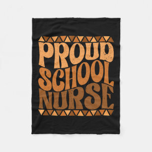 Trotse School Nurse Black Geschiedenis Maand Retro Fleece Deken