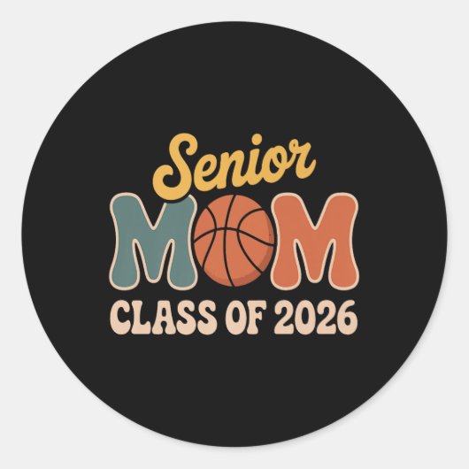 Trotse Senior Mom Basketbal CL van 2026 Premium Ronde Sticker (Voorkant)