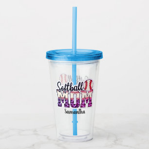 Trotse softbal moeder leven acryl drinkbeker