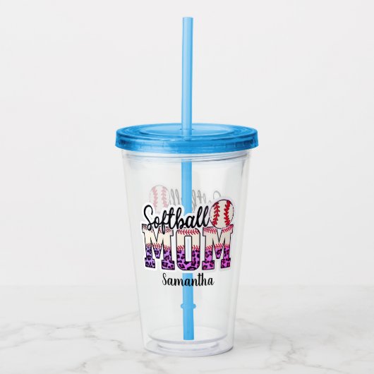 Trotse softbal moeder leven acryl drinkbeker (Voorkant)