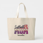 Trotse softbal moeder leven grote tote bag (Achterkant)