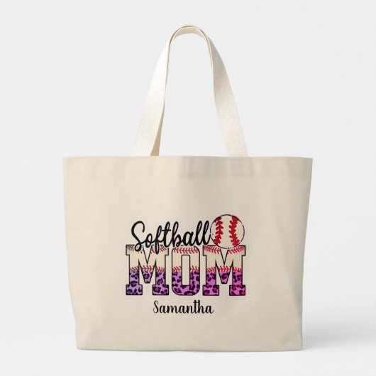 Trotse softbal moeder leven grote tote bag (Achterkant)