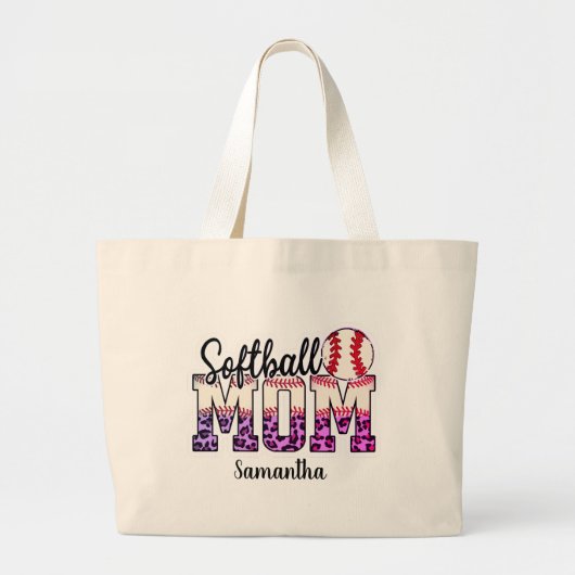 Trotse softbal moeder leven grote tote bag (Voorkant)