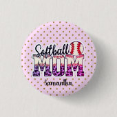 Trotse softbal moeder leven ronde button 3,2 cm (Voorkant)