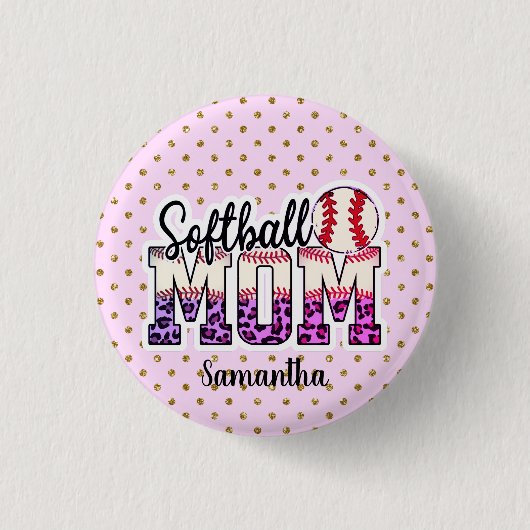 Trotse softbal moeder leven ronde button 3,2 cm (Voorkant)