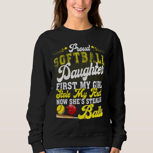 Trotse softball dochter Ze steelt Balls Fami Trui (Voorkant)