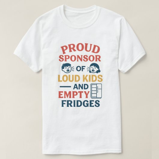 Trotse sponsor van harde Kinder en lege koelkasten T-shirt (Design voorkant)