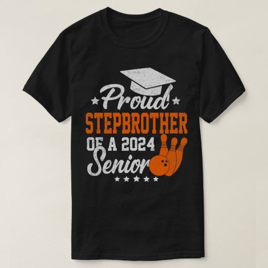 Trotse stiefbroer van een bowling senior graduaat t-shirt (Design voorkant)