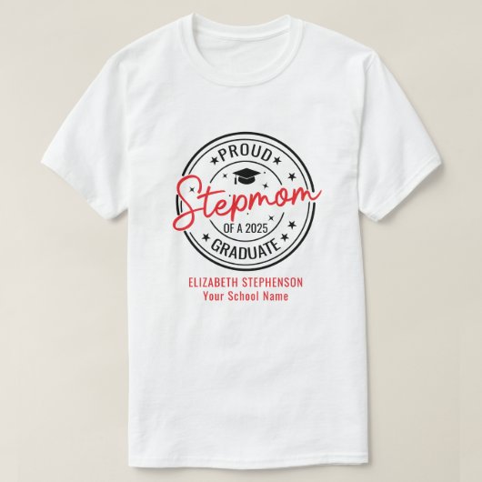 Trotse stiefmoeder van de afstuderen familie match t-shirt (Design voorkant)