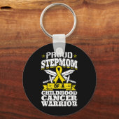 Trotse stiefmoeder van een kinderjaren kanker krij sleutelhanger (Voorkant)