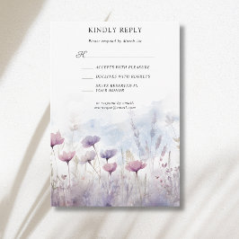 Trotse Stille Winter Wilde Bloemenweide Bruiloft RSVP Kaartje