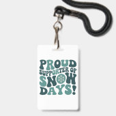 Trotse supporter van sneeuwdagen leraar kerst badge (Voorzijde met lanyard)