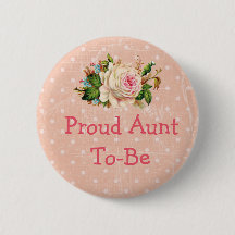 Trotse tante om te zijn Baby shower Button Coral