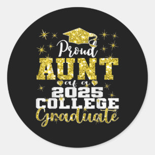Trotse tante van 2025 College Afstuderen familie 2 Ronde Sticker