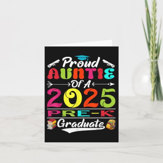 Trotse tante van 2025 Pre-K Afstuderen Afstuderen Kaart (Voorkant)