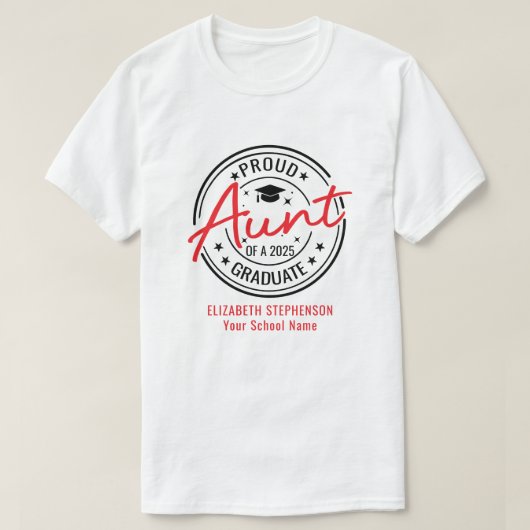 Trotse tante van de afstuderen familie matching t-shirt (Design voorkant)