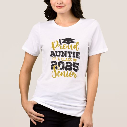 Trotse tante van de klas van 2025 Afstuderen Tri-Blend Shirt (Voorkant)