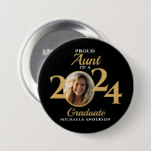 Trotse tante van een 2024 Afstuderen foto & naam Ronde Button 7,6 Cm (Voorkant /achterkant)