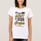 Trotse tante van een 2025 Afstuderen Black & Gold  T-shirt (Voorkant)