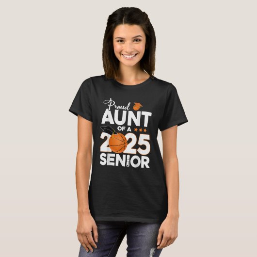 Trotse tante van een 2025 senior basketbal Afstude T-shirt (Voorkant volledig)
