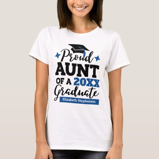 Trotse tante van een afstuderen zwart blauw t-shirt (Voorkant)