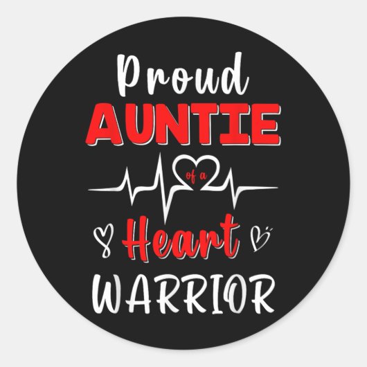 Trotse tante van een Heart Warrior CHD Awareness-e Ronde Sticker (Voorkant)