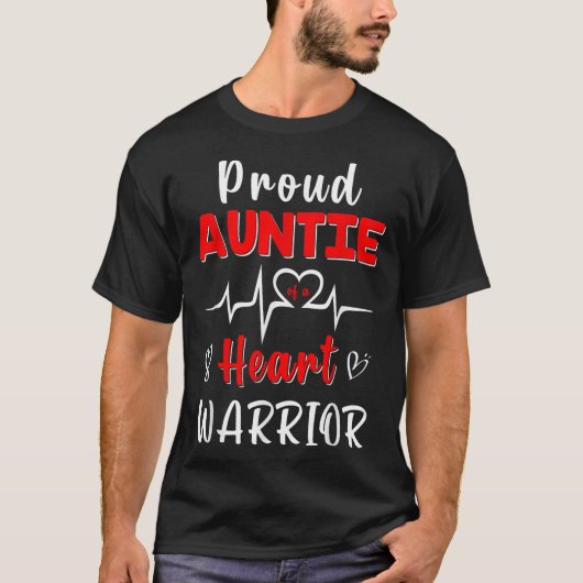 Trotse tante van een Heart Warrior CHD Awareness-e T-shirt (Voorkant)