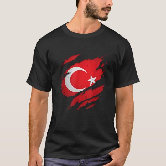 Trotse Turken verscheurd Turkije vlag T-shirt (Voorkant)