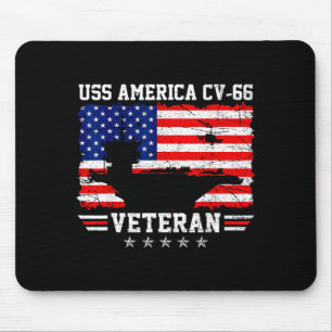 Trotse USS America CV-66 veteraan vlag vliegtuig Muismat