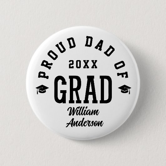 Trotse Vader Afgestudeerd Varsity Typografie Afstu Ronde Button 5,7 Cm (Voorkant)