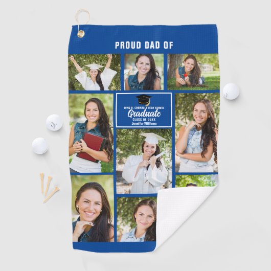 Trotse Vader Afstuderen Fotocollage Vaderdag Golfhanddoek (Insitu)