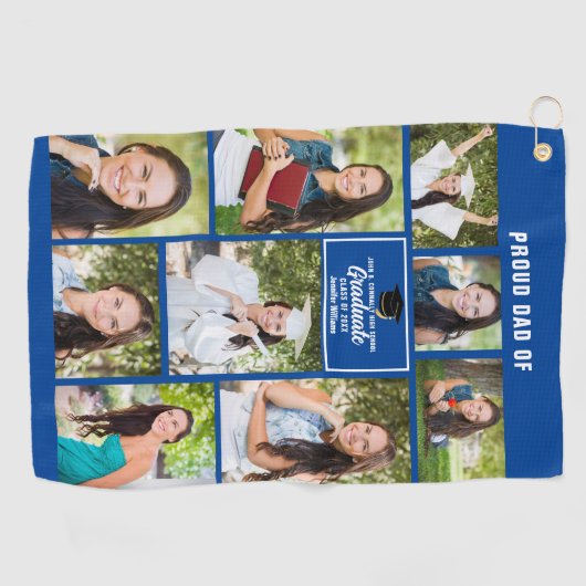 Trotse Vader Afstuderen Fotocollage Vaderdag Golfhanddoek (Horizontaal)