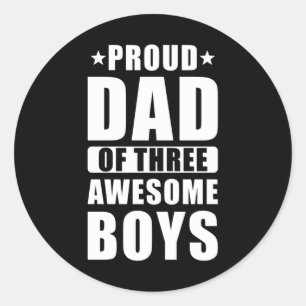 Trotse vader drie zonen ronde sticker