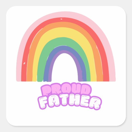 Trotse Vader Regenboog Vader Vaderdag Vierkante Sticker (Voorkant)