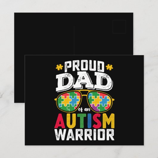 Trotse vader van een autisme krijger familie briefkaart (Voorkant / Achterkant)