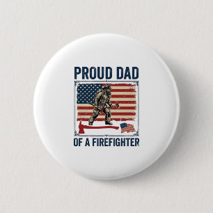 Trotse vader van een brandweerman vintage vlag vec ronde button 5,7 cm