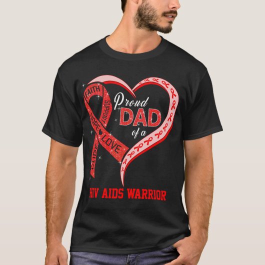 Trotse vader van een HIV AIDS-strijder T-shirt (Voorkant)