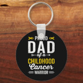 Trotse vader van een kindertijd kanker krijger ove sleutelhanger (Voorkant)