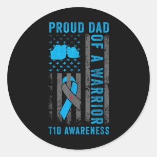 Trotse vader van een T1D Warrior Type 1 diabetes A Ronde Sticker