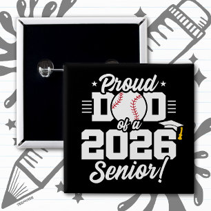 Trotse vader van eindexamenklas van 2026 honkbal vierkante button 5,1 cm