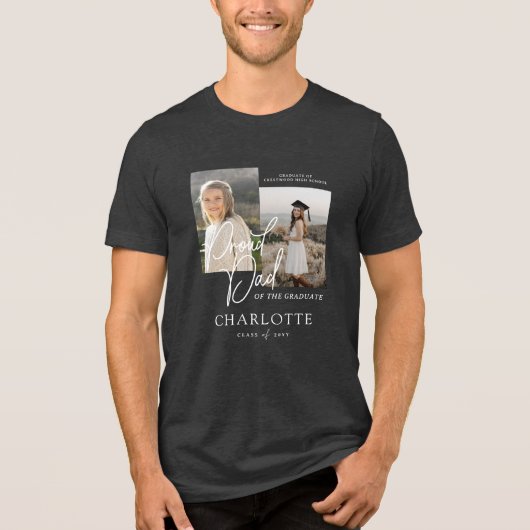 Trotse vader van het Afstuderen script Photo Keeps Tri-Blend Shirt (Voorkant)