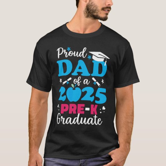 Trotse vader van Pre-K Afstuderen 2025 T-shirt (Voorkant)