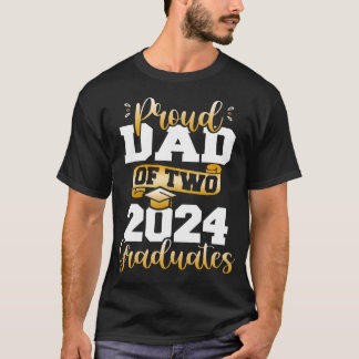 Trotse vader van twee afgestudeerden 2024 Grappige T-shirt