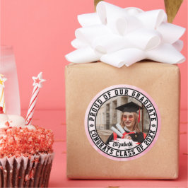 Trotse van onze afgestudeerde Trendy afstudeerfoto Ronde Sticker