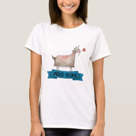 Trotse vegan Schattigee geit met bloemillustratiek T-shirt